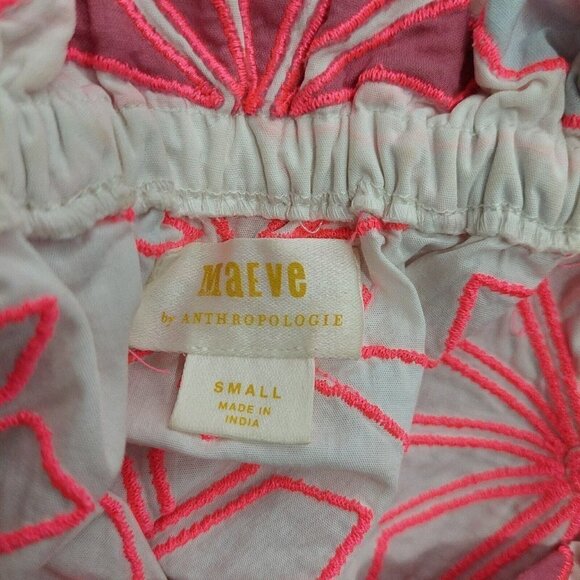Anthropologie‎ Maeve Pink White Embroidered Off-The-Shoulder Blouse Top Size S - Picture 8 of 10
